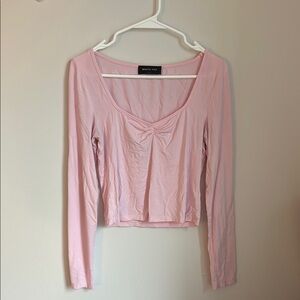 White Fox Boutique Pink Long Sleeve Crop Blouse